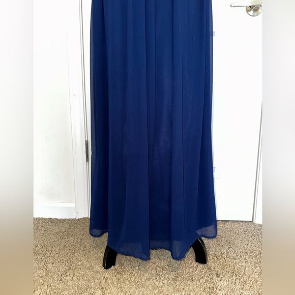 Donna Morgan Women’s sz 4 Julie Twist-Waist Silk Chiffon Gown Midnight Navy - Picture 5 of 10